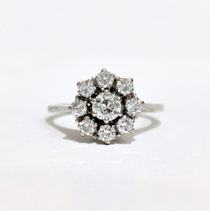 Bague 55 Bague or blanc marguerite diamants 58 Facettes 1-836/1