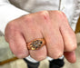 Ring 63 Old signet ring in pink gold, platinum, diamond 58 Facettes