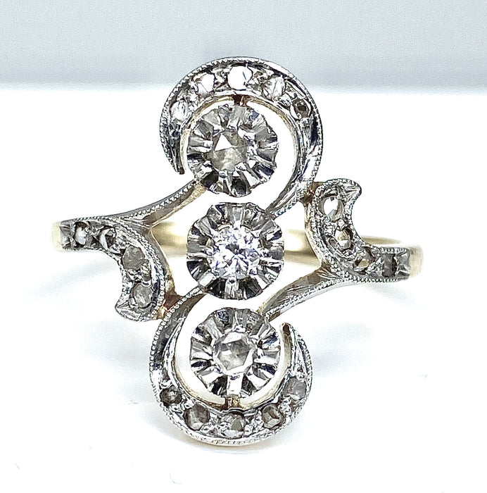 Bague 51 Bague  or diamants vers 1900 58 Facettes AB178