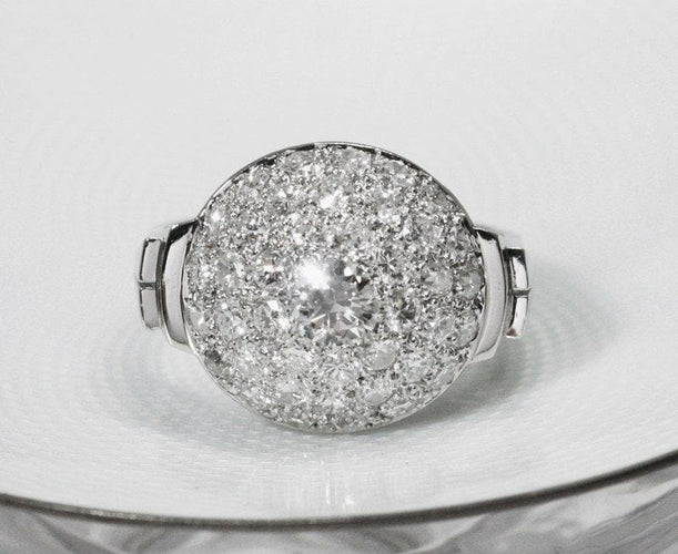 Bague 58 Bague « dôme » Art Déco en platine et brillants 58 Facettes