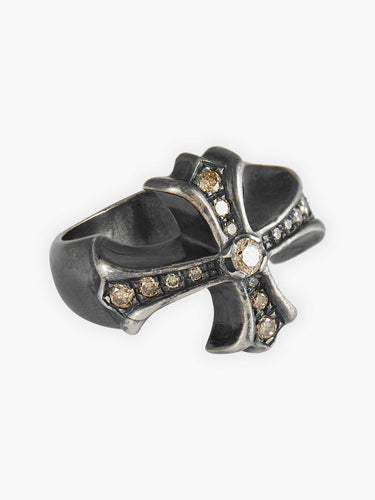 Bague 53 Bague Croix Médiévale diamants bruns 58 Facettes