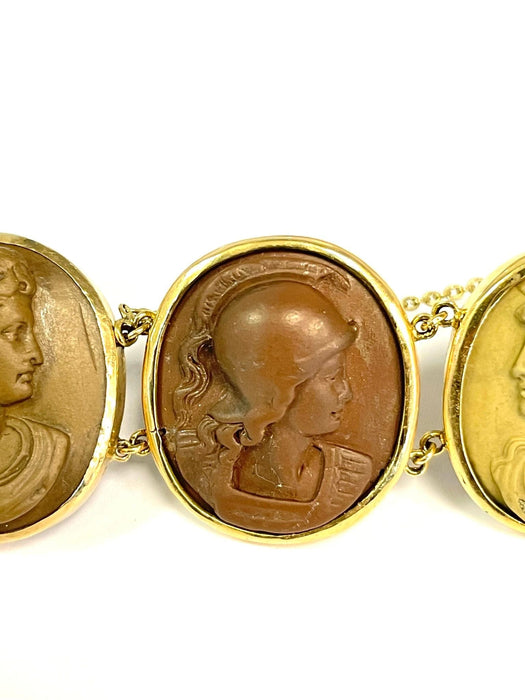 Bracelet Bracelet ancien vers 1800, camées pierre de lave et or jaune 58 Facettes