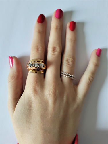 Bague Bague Rétro Trilogie de Diamants 58 Facettes 510
