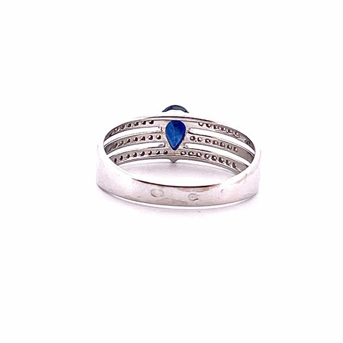 Bague 54 Bague Or blanc Saphir poire Diamants 58 Facettes