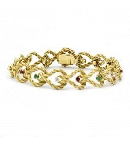 Bracelet Bracelet - Or, diamants, rubis & émeraudes 58 Facettes 220358R