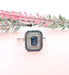 Ring 61 Rectangular ring with cut sides Sapphires Diamonds 58 Facettes AA 1591