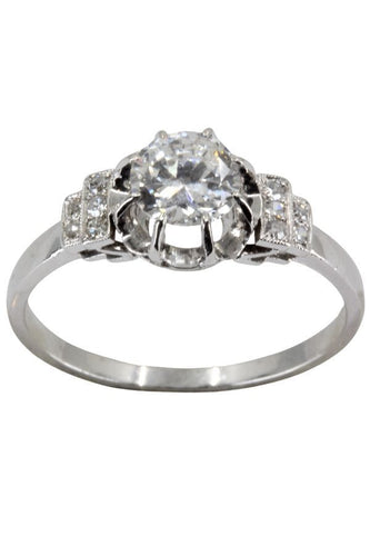Bague SOLITAIRE DIAMANT ART-DÉCO 0.65 CARAT 58 Facettes 044181