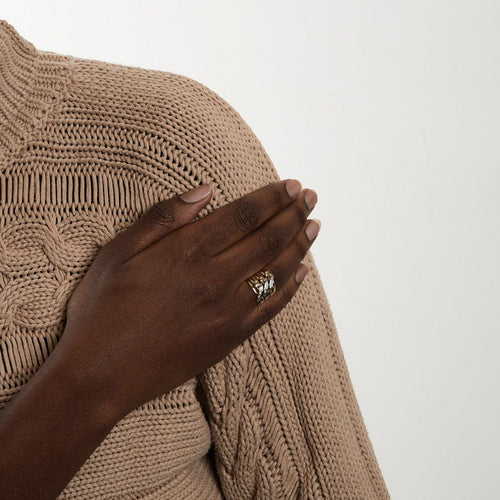 Bague 54 Bague Large bicolore diamants 58 Facettes