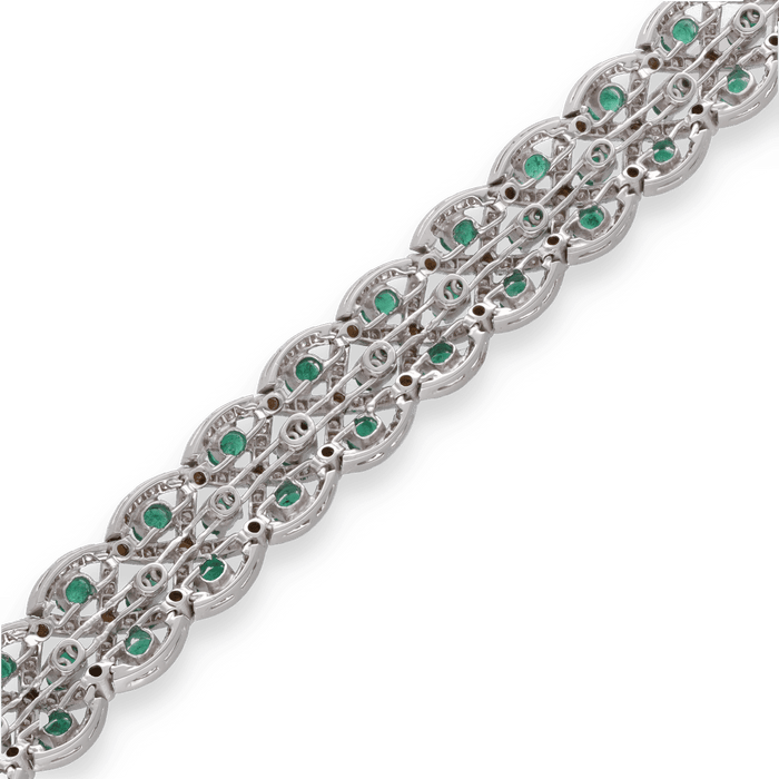 Bracelet Exceptionnel Bracelet Diamants, Emeraudes, Or Gris 58 Facettes