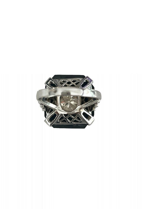 Bague 53 Bague Art Déco Or, Onyx Et Diamants 58 Facettes 949219