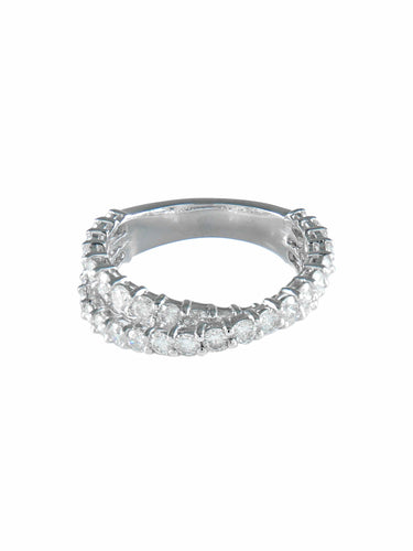 Bague 52.5 ALLIANCE DEMI TOUR DIAMANTS OR GRIS 58 Facettes 404 50032