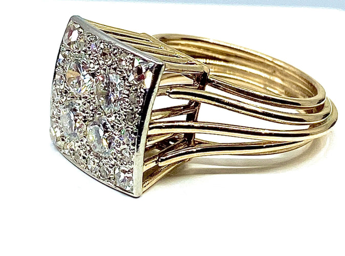 Bague 51 Bague 2 Ors pavée de Diamants 58 Facettes AB225