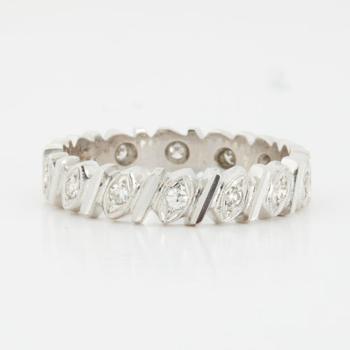 Bague 60 Alliance tour complet Or blanc Diamants 58 Facettes RÉF 12023/17