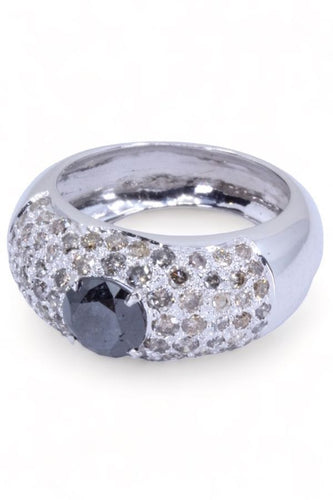 Bague 53 BAGUE MODERNE DIAMANT NOIR 58 Facettes 073501