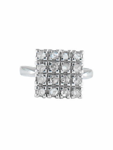 Bague 50 BAGUE CARREE OR BLANC DIAMANTS 58 Facettes