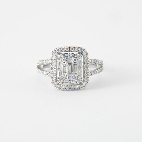 Bague en or blanc &  diamants 58 Facettes