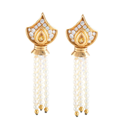 Boucles d'oreilles Boucles d'oreille citrine diamants et perles pendantes 58 Facettes