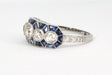Bague 56.5 Art Deco style ring in platinum with sapphires and diamonds 58 Facettes