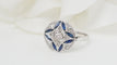 Bague 51 Bague Art Déco Or blanc Saphir Diamants 58 Facettes 32454