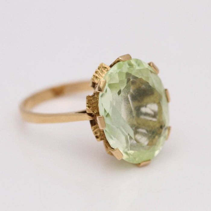 Bague 55.5 Bague Or Jaune Apatite verte 58 Facettes E357541B