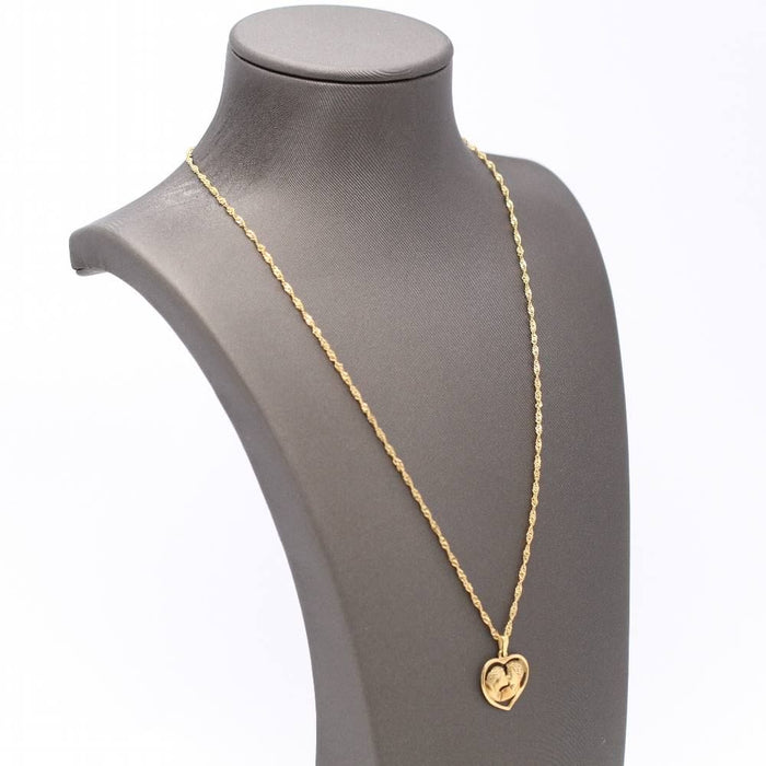 Collier Chaîne Singapour avec pendentif en or 18 carats avec pendentif amour 58 Facettes E360021B