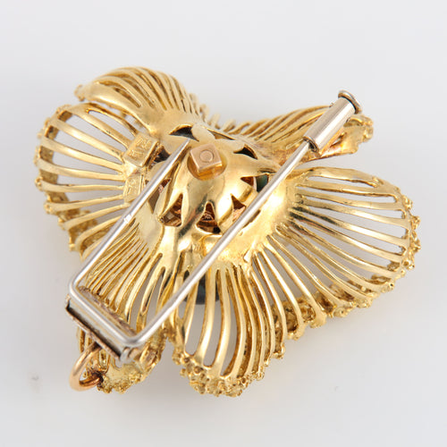 Broche Broche en or texturé, perles et diamants 58 Facettes