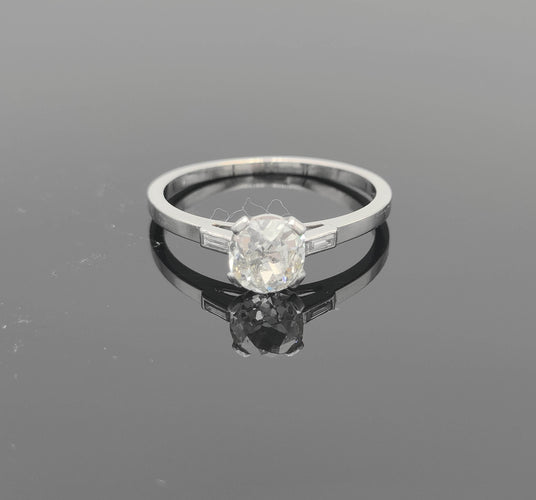 Bague 55 Bague solitaire diamant 0.88ct début XXème 58 Facettes