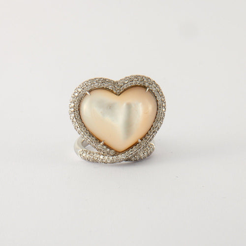 Bague 53 Bague Coeur Diamants Nacre 58 Facettes