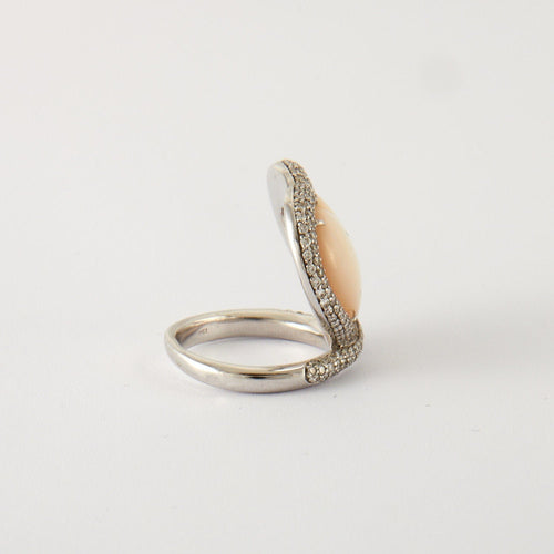 Bague 53 Bague Coeur Diamants Nacre 58 Facettes