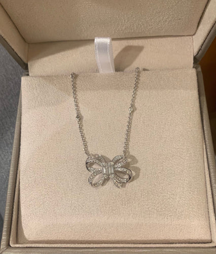 Collier Collier Noeud Diamants Or Gris 58 Facettes C128