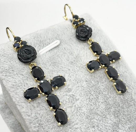 Boucles d'oreilles Dolce & Gabbana - Boucles Devotion Saphirs Jais 58 Facettes
