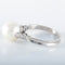 Bague 52 BAGUE OR GRIS PERLE BLANCHE ENTOURAGE DIAMANTS 58 Facettes LP 918