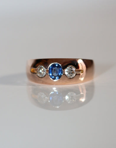 Bague 56 Bague Bandeau Or Rose Saphir Et Diamants 58 Facettes 552