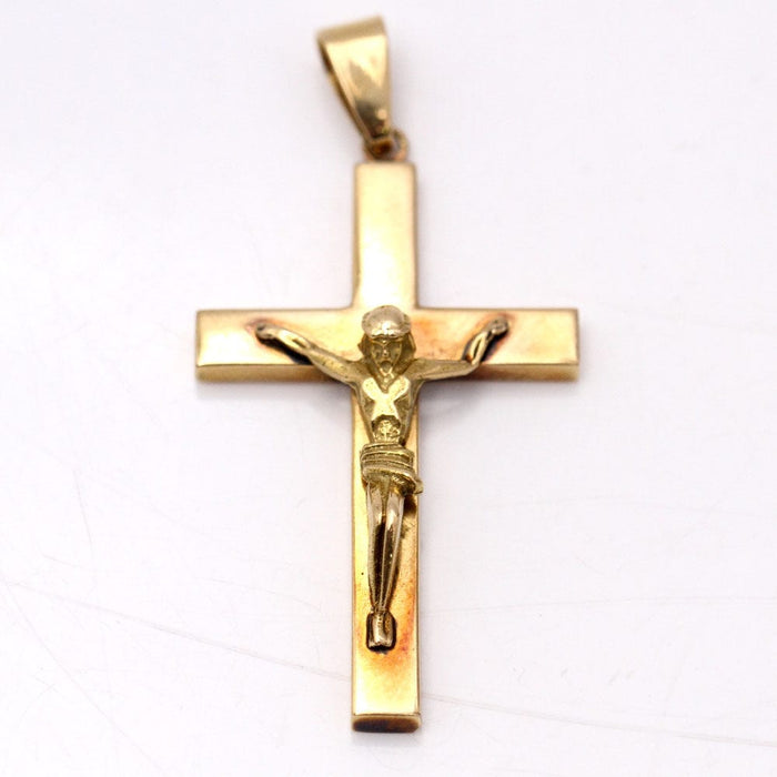 Pendentif Croix en or jaune avec pendentif Christ 58 Facettes E360220