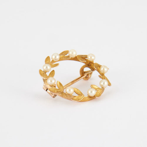 Broche Broche "couronne" en or jaune et perles 58 Facettes P10L4