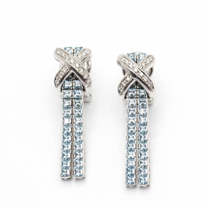 Boucles d'oreilles Boucles d'oreilles Topazes Diamants Or blanc 58 Facettes D360524FJ