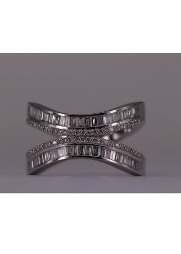 Bague Bague Or blanc et Diamants 58 Facettes RNG2496