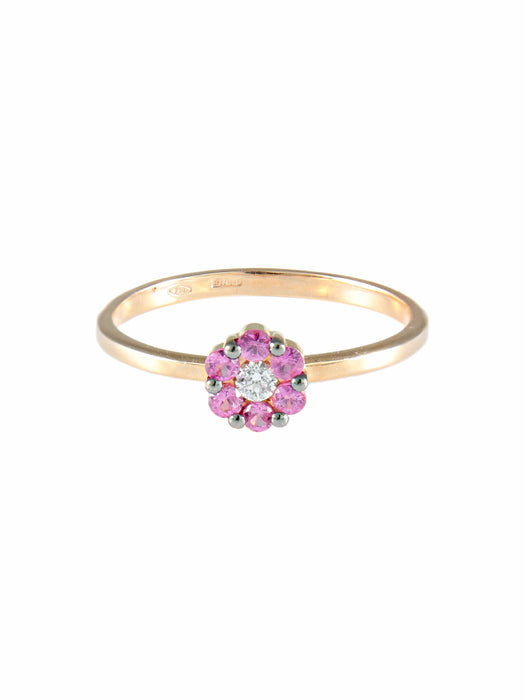 Bague 52 Bague Fleur Saphirs roses 58 Facettes