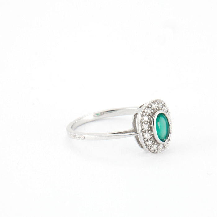 Bague Bague en Argent & Agate Verte 58 Facettes