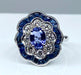 Ring 51 Daisy Ring Gold Sapphires Diamonds 58 Facettes AB214