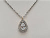 Necklace Pear necklace in white gold, synthetic diamonds 58 Facettes