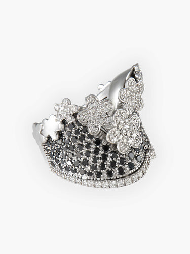 Bague Bague Pavage Diamants noirs et blancs 58 Facettes HS16206