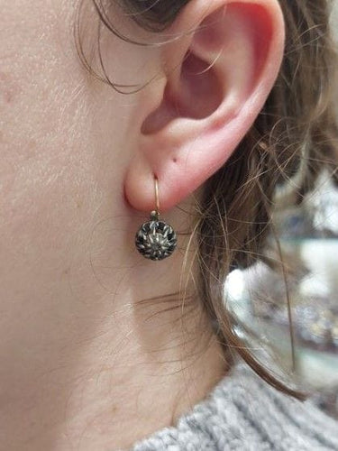 Boucles d'oreilles DORMEUSES ANCIENNES OR JAUNE ARGENT DIAMANTS 58 Facettes 078391