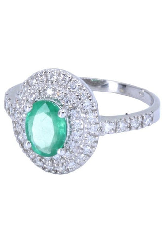 Bague Bague moderne, émeraude, diamants 58 Facettes 067961