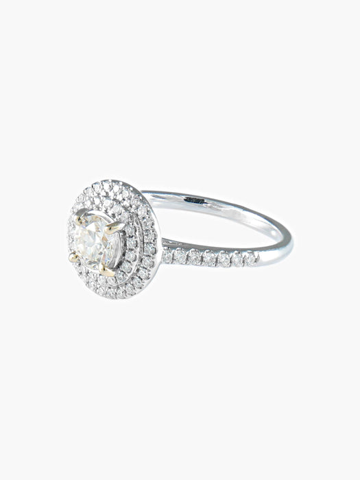 Bague 52 Bague double cercle diamants en or blanc 58 Facettes