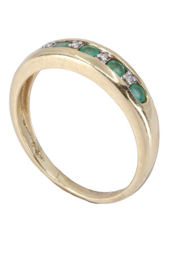 Bague DEMI-ALLIANCE ÉMERAUDES ET DIAMANTS 58 Facettes 066161