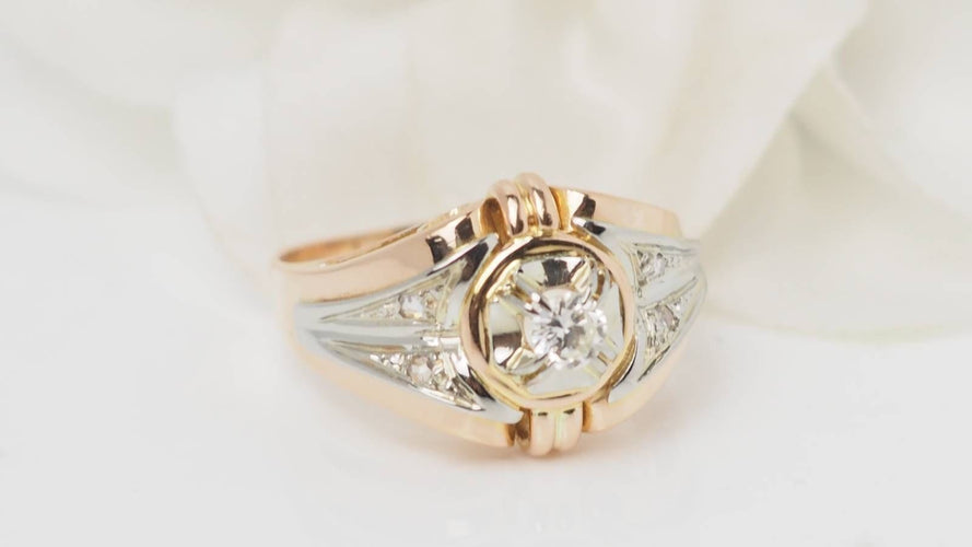 Bague 59 Bague ancienne en or bicolore et diamant 58 Facettes 32523