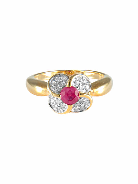 Bague 52 Bague Fleur Rubis Diamants 58 Facettes