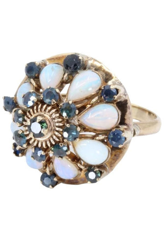 Bague BAGUE ORNEMENTALE OPALES ET SAPHIRS 58 Facettes 057911