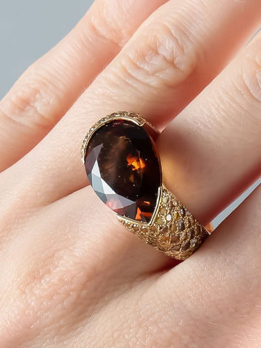 Bague 52 Bague Tourmaline cuivrée Diamants 58 Facettes